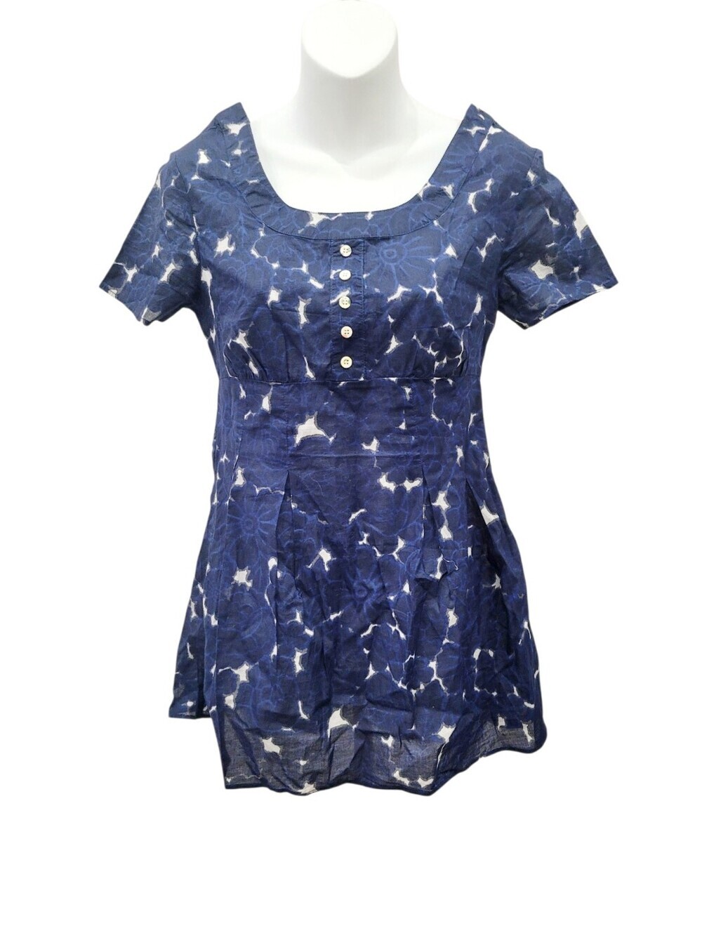 2/$20 Brand New Y2K Navy Blue & White Pattern Top Blouse Size: Small